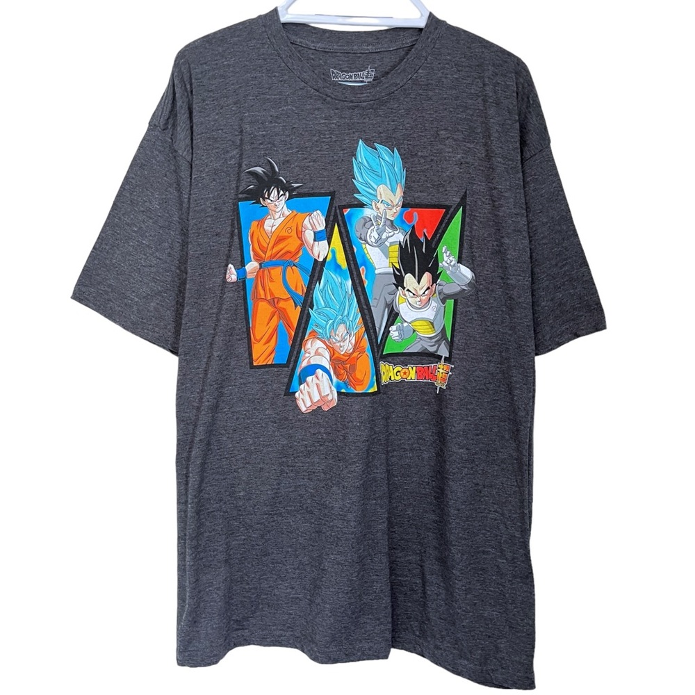 DRAGON BALL Z T SHIRT GOKU VEGETA SUPER SAIYAN GRAPHIC TEE ASH DARK GREY XXL